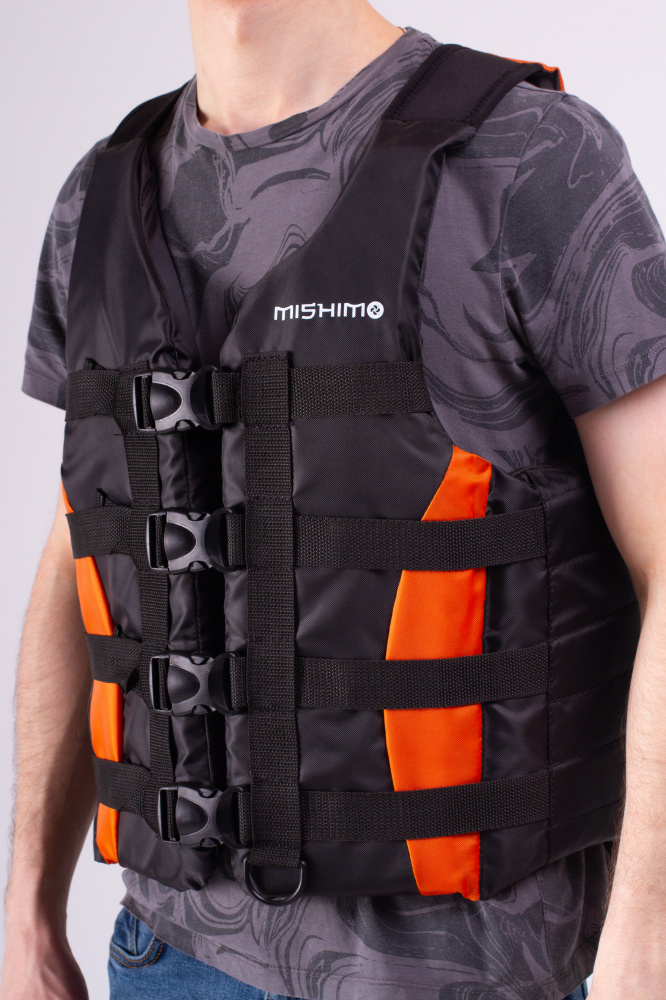 Жилет спасательный MISHIMO PRO Премиум качества Черно-оранжевый в Йошкар-Оле