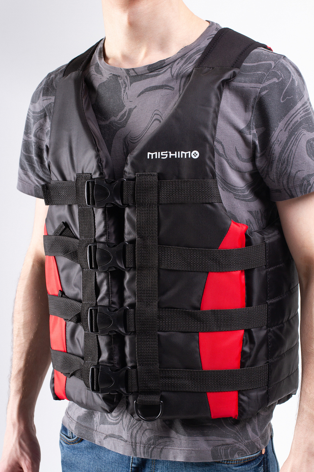 Жилет спасательный MISHIMO PRO Премиум качества Черно-красный в Йошкар-Оле